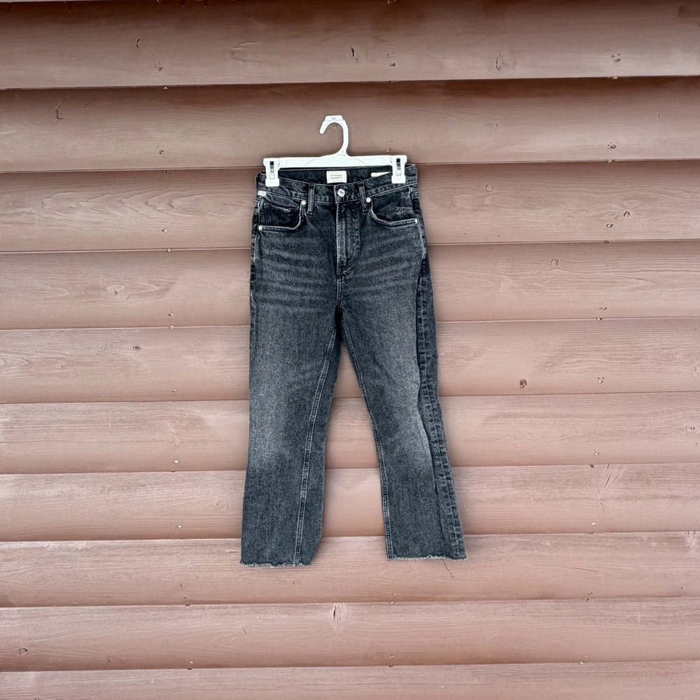 Citizens of Humanity Isola Cropped Straight Leg Jeans Black Womens Pants Size 25